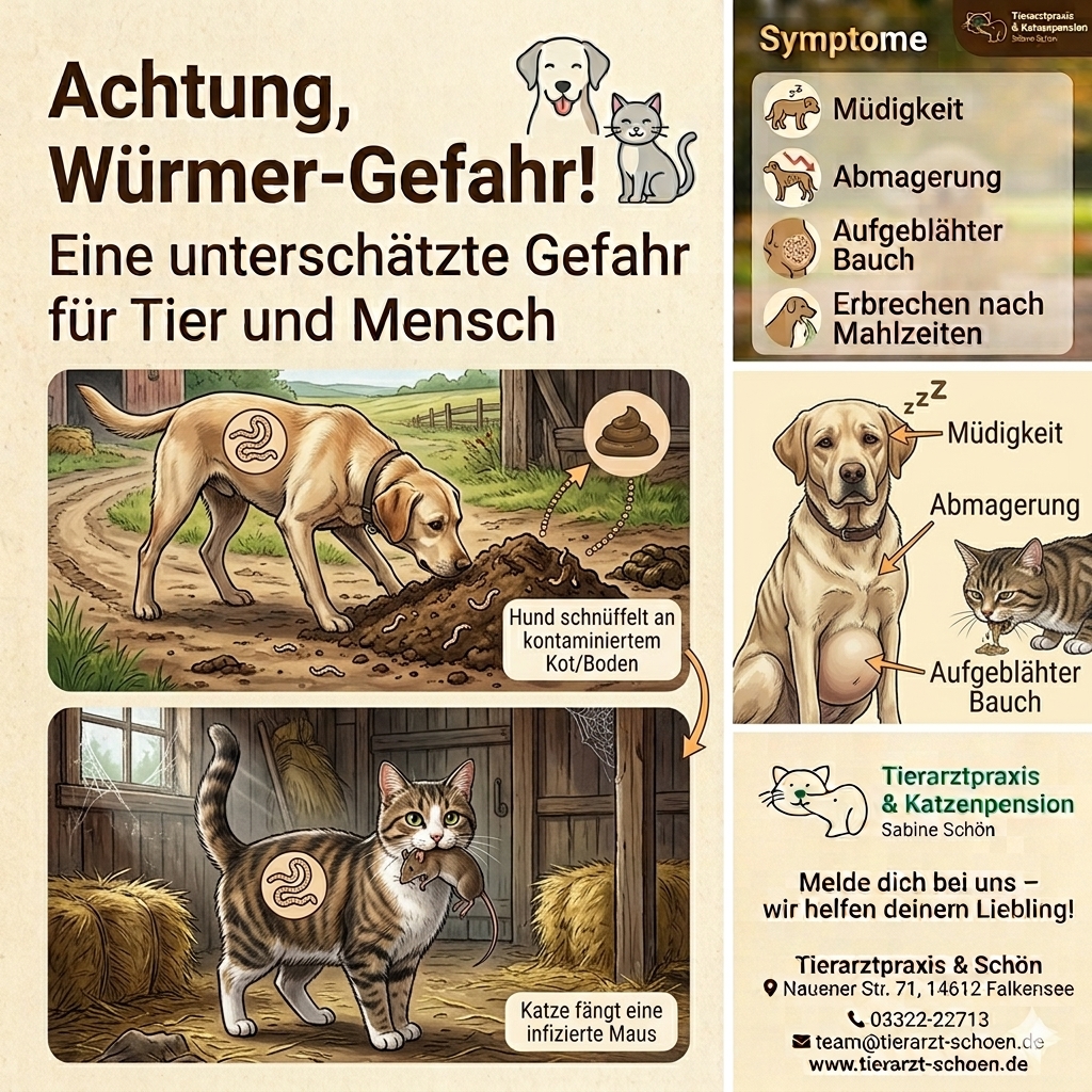 Übersicht Würmer Symptome Hund Katze